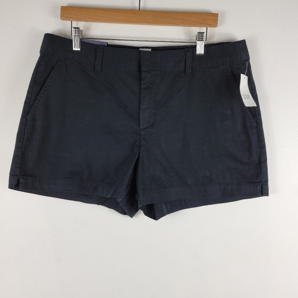 New Gap Cotton Mid Rise Flat Front Stretch Chino City Short Tall